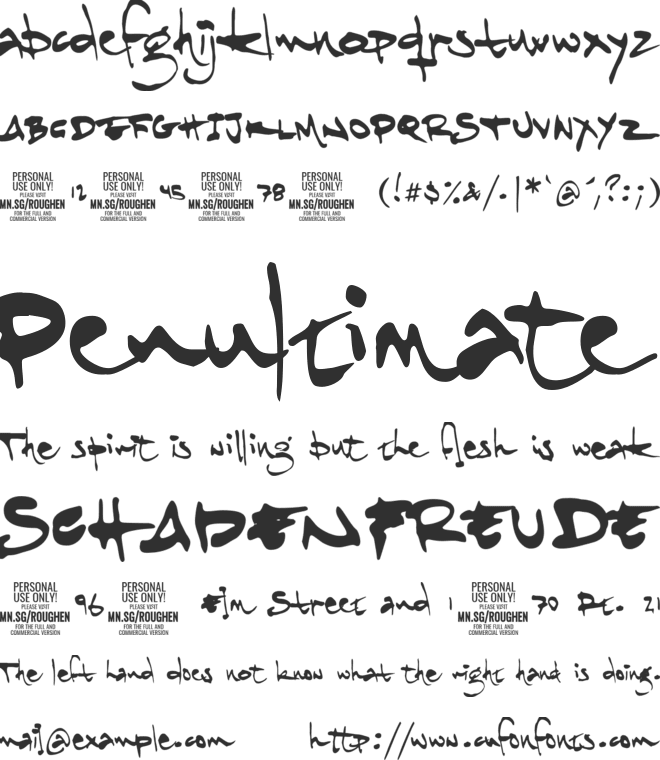 Roughen PERSONAL USE ONLY font preview
