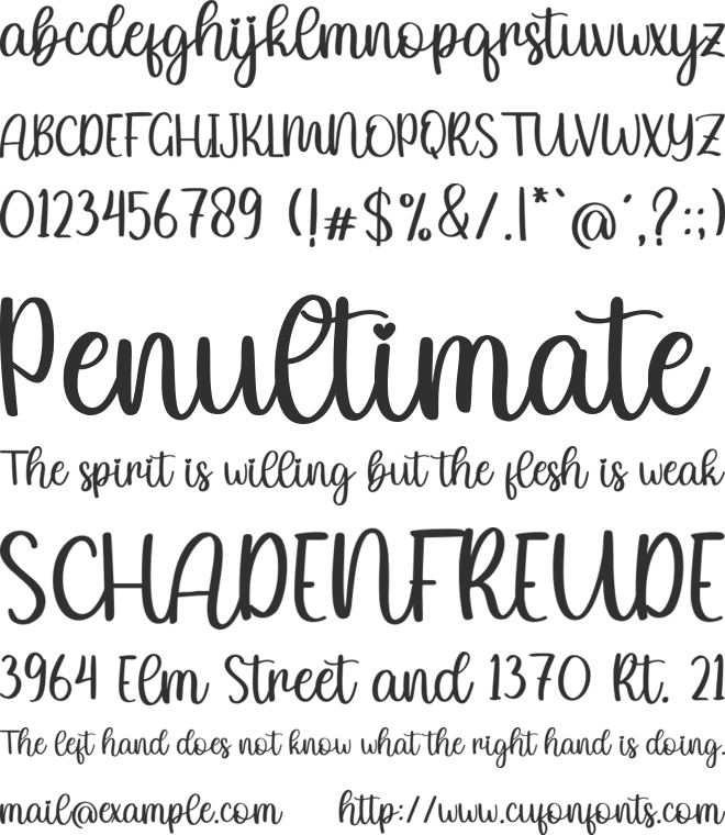 Rights font preview