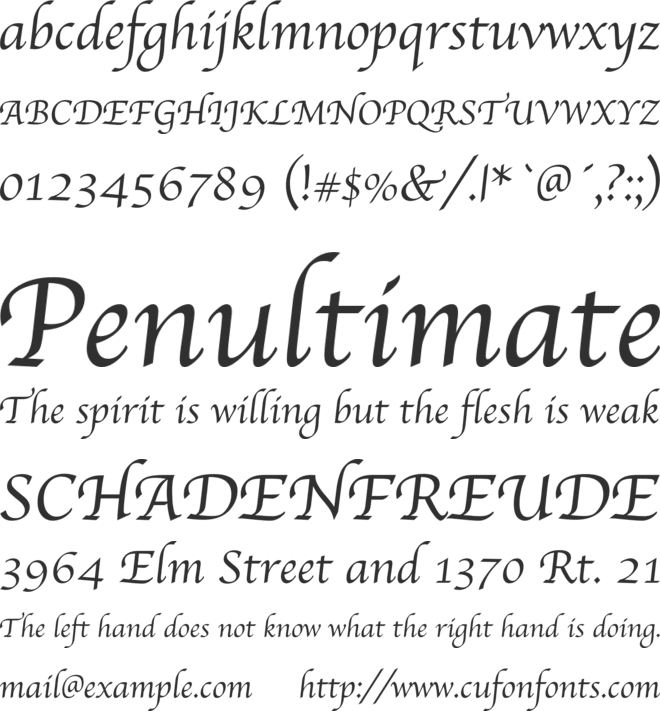 Apple Chancery font preview