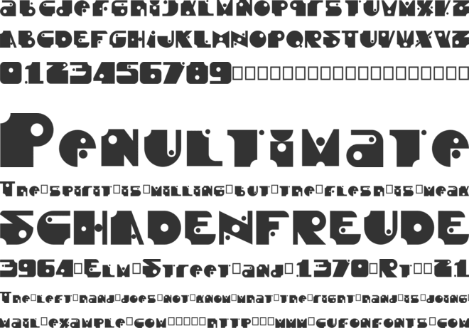 Orange Gears Mechanica font preview