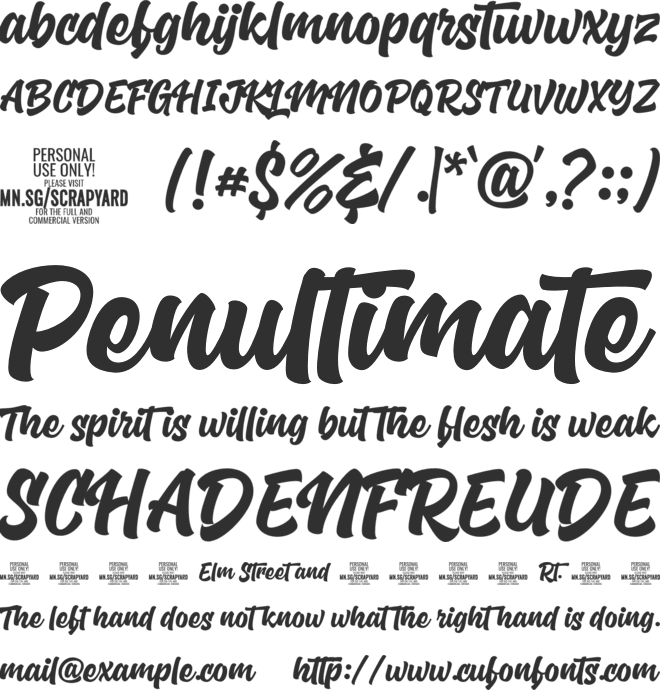 Scrapyard Script PERSONAL USE font preview