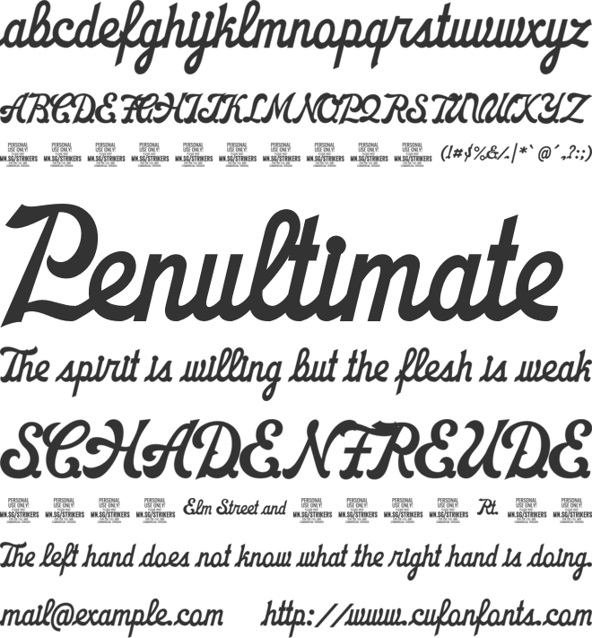 Strikers Connect PERSONAL font preview