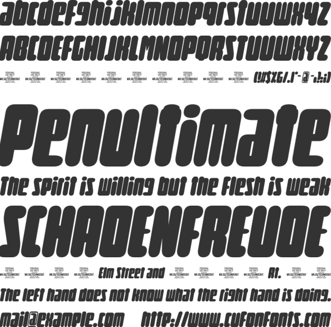 Curvi Technocrat PERSONAL font preview