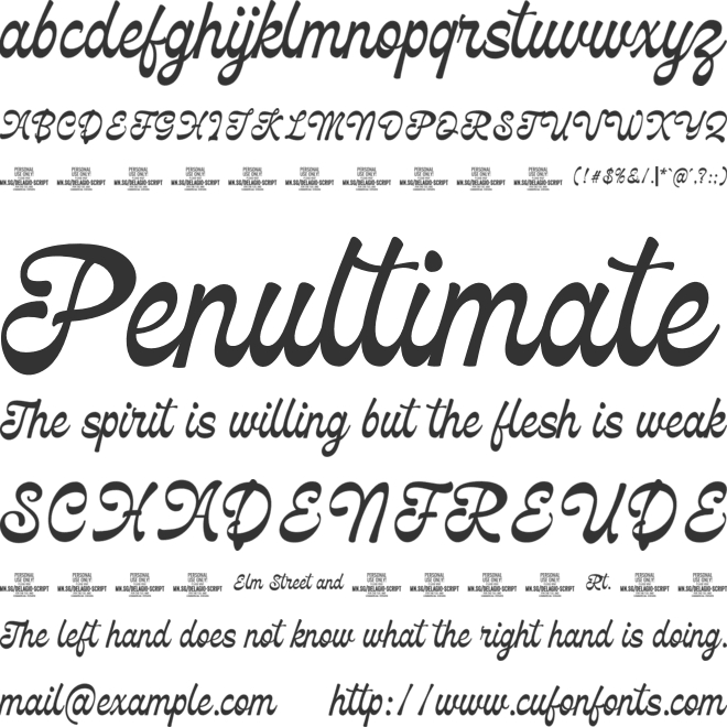 Delagio Script PERSONAL USE font preview