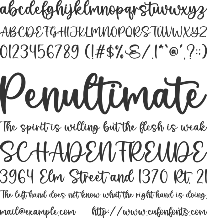 Sweet And Bright font preview