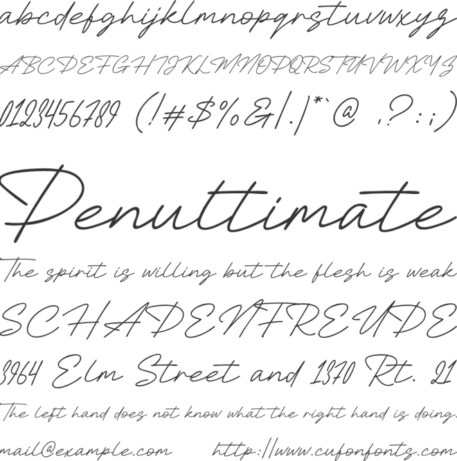 Testimonia font preview