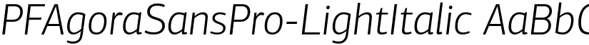 PFAgoraSansPro-LightItalic font