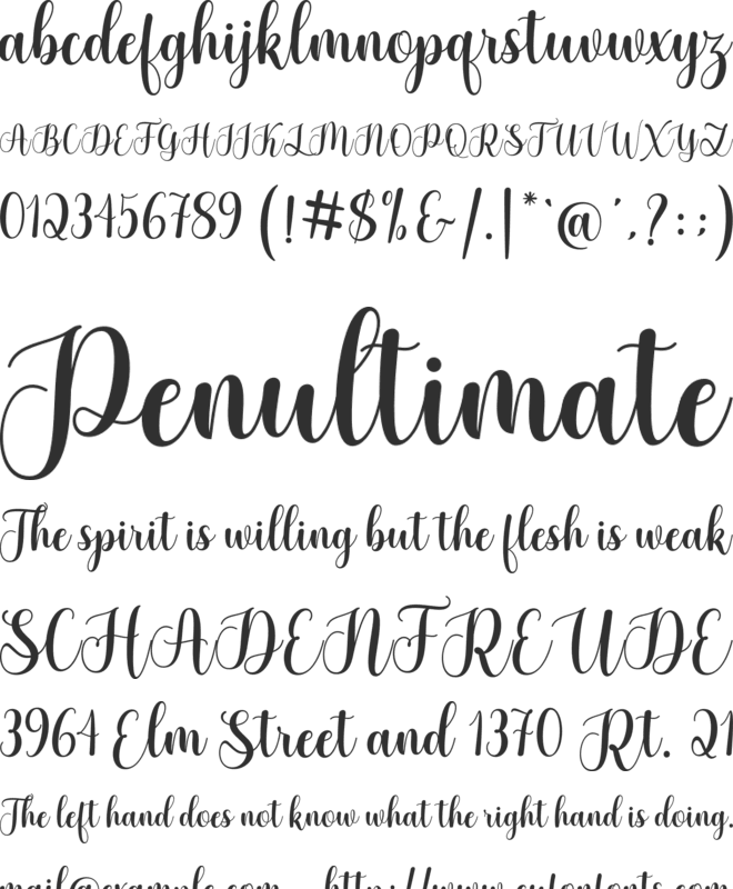Glistening script font preview