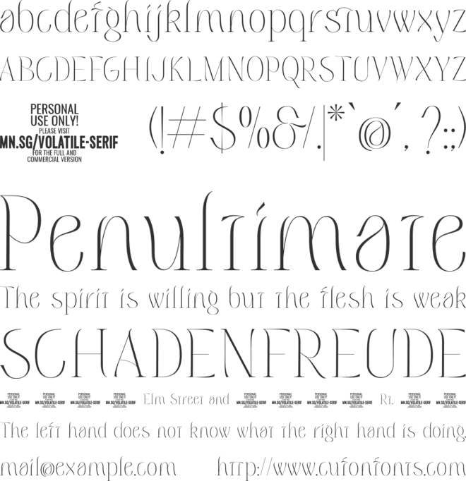 Volatile Serif PERSONAL USE font preview