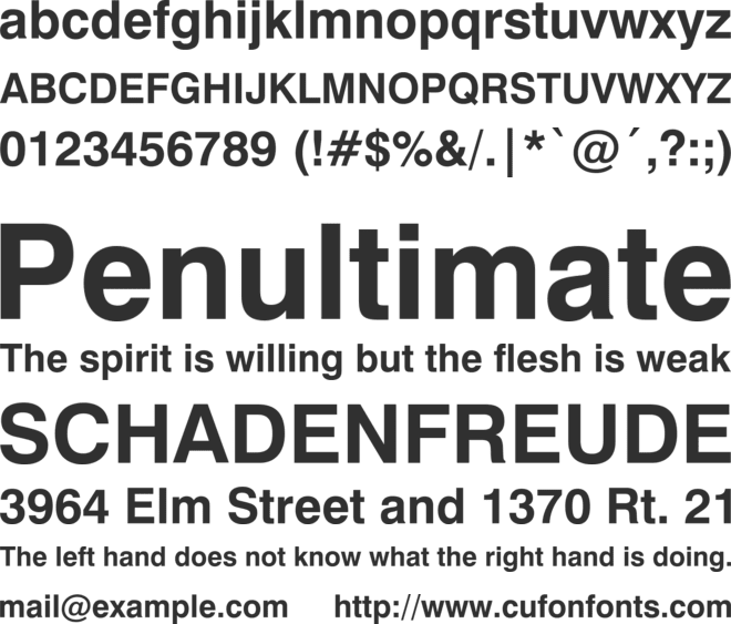 Swiss 721 font preview