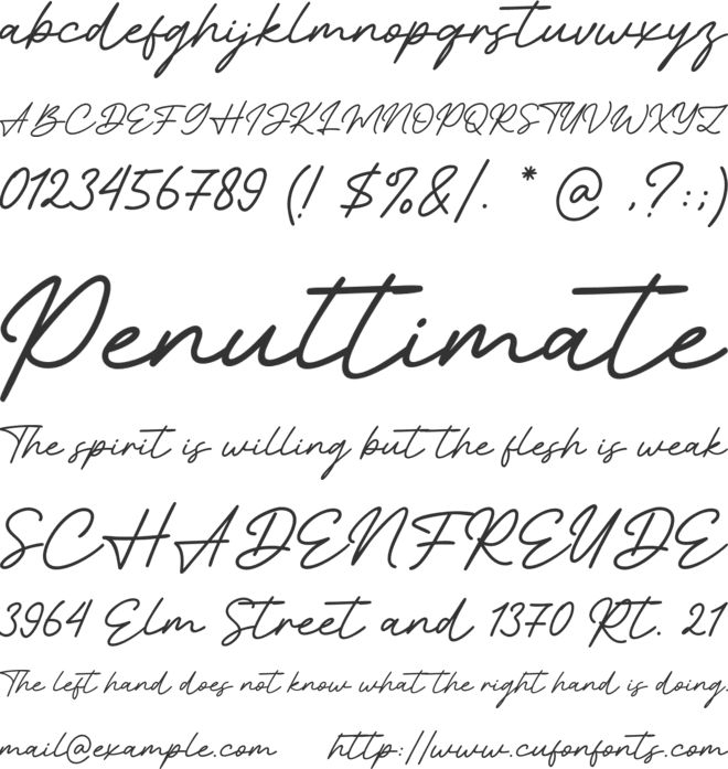 Evening Wind font preview