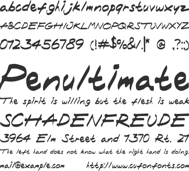 Marker Note font preview