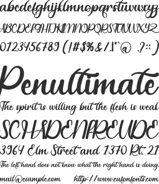 The Home font preview