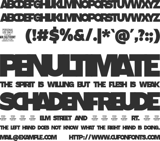Toony Line Fill PERSONAL font preview