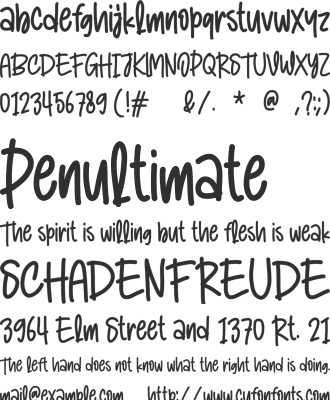 Children Writing font preview
