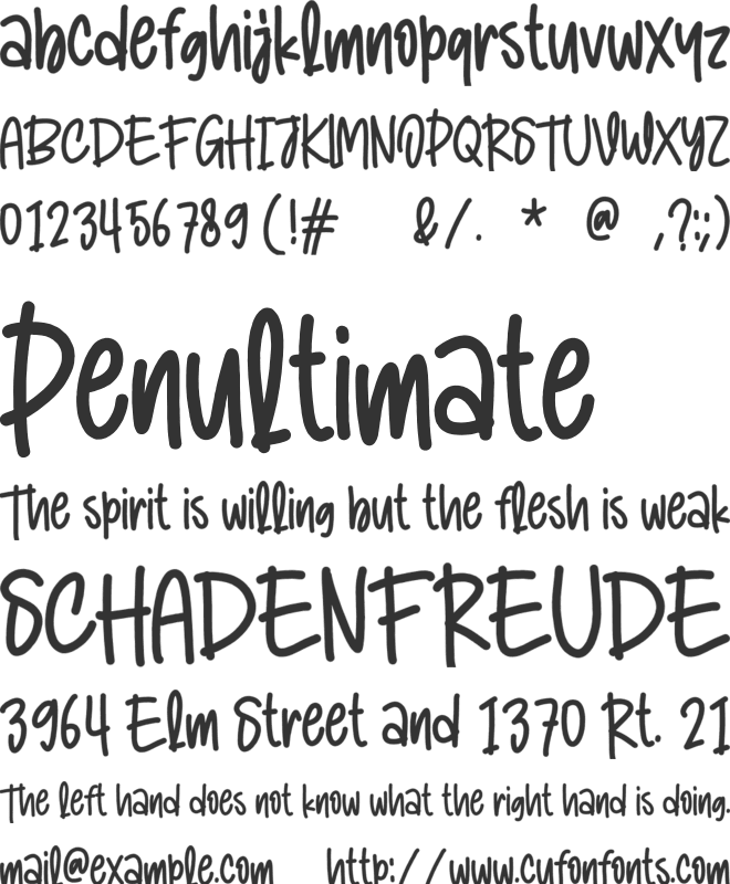 Children Writing font preview