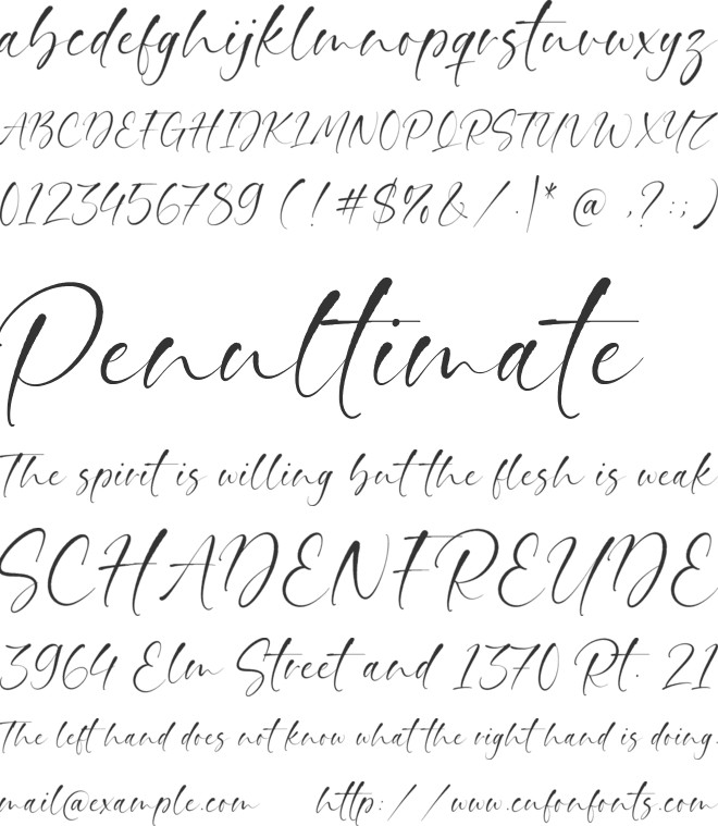 History Yenifer font preview