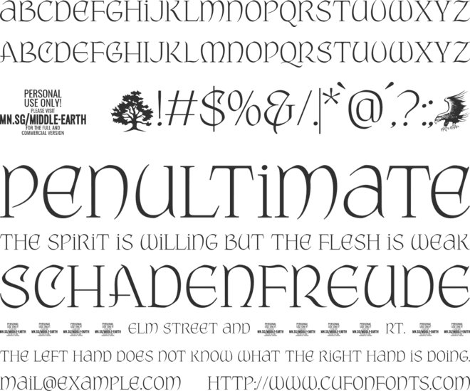 Middle Earth PERSONAL USE font preview