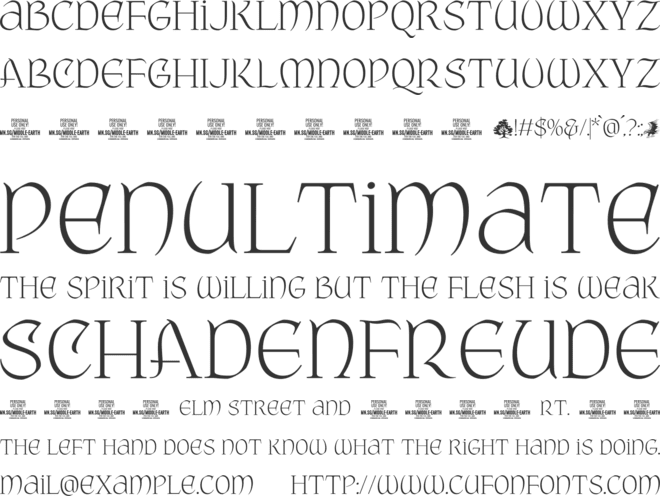 Middle Earth PERSONAL USE font preview