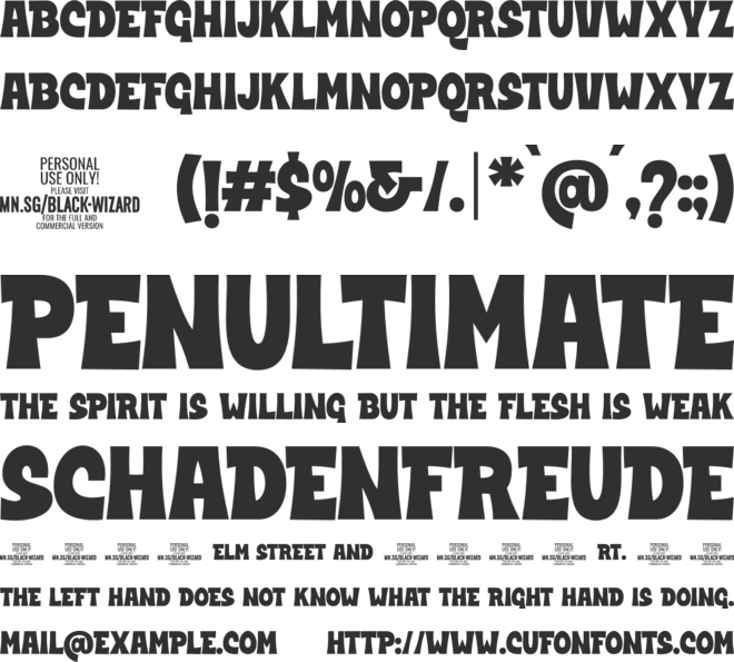 Black Wizard Straight PERSONAL font preview