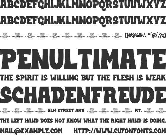 Black Wizard Straight PERSONAL font preview