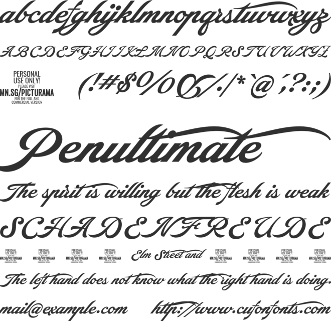 Picturama Alternate PERSONAL font preview