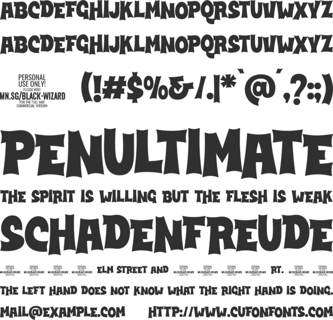 Black Wizard PERSONAL font preview