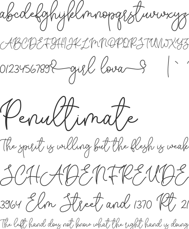 Girl lova font preview