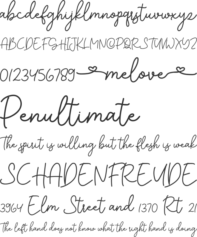 Melove font preview