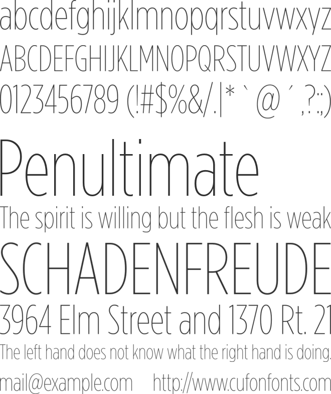 Gotham Condensed Thin font preview