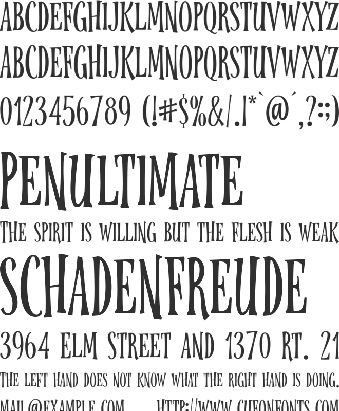 Creepy Sunday font preview