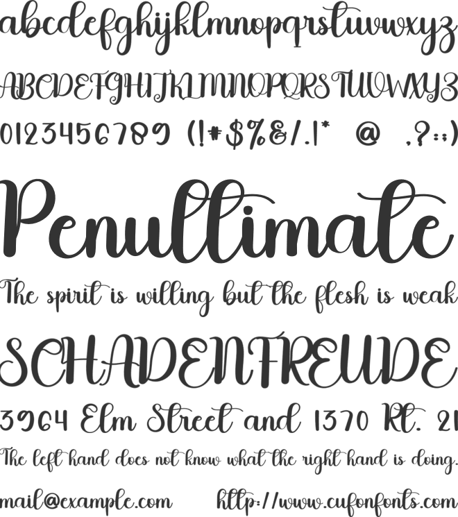 Miniature font preview