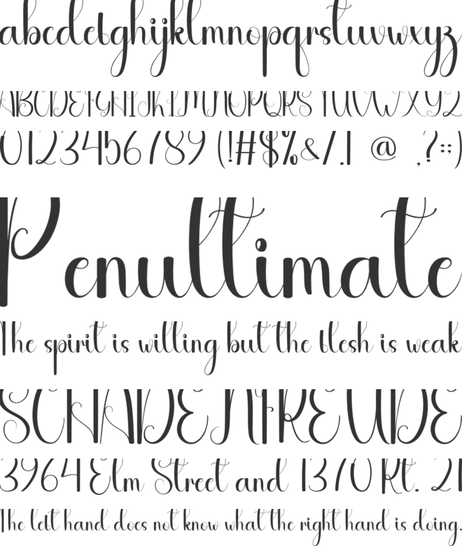Blueline font preview