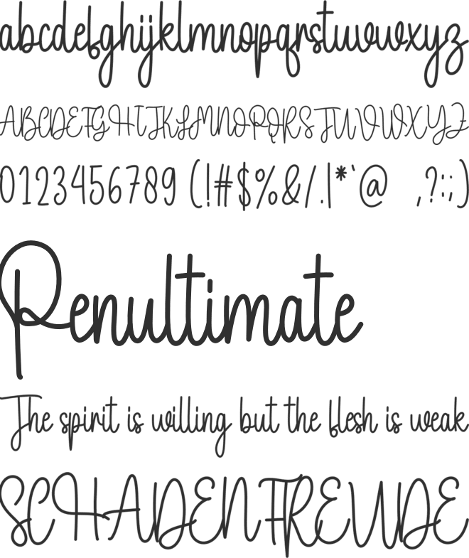 Outlined font preview