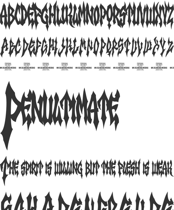 Archaz Negras PERSONAL USE font preview