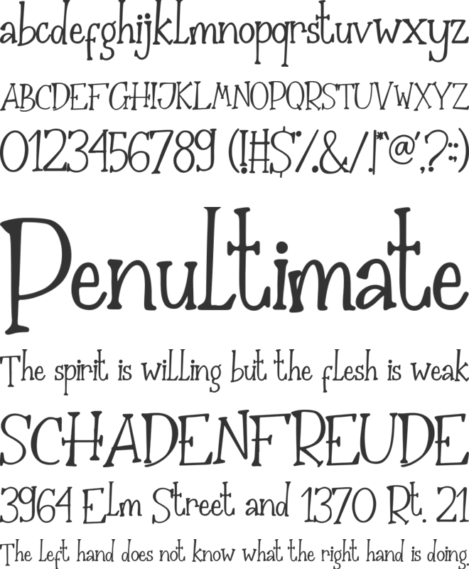 The Nightmare font preview