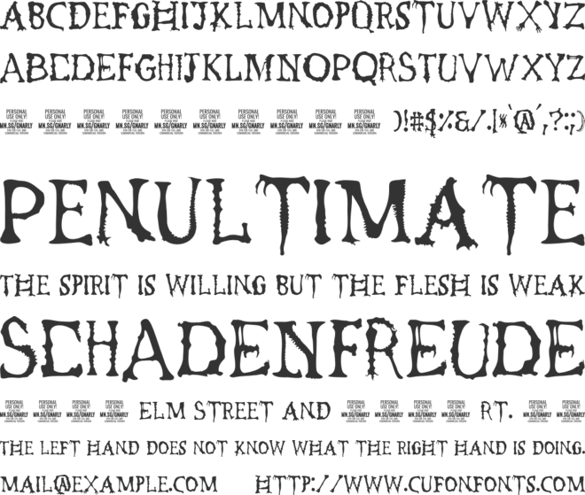 Gnarly Skeleton Black PERSONAL font preview
