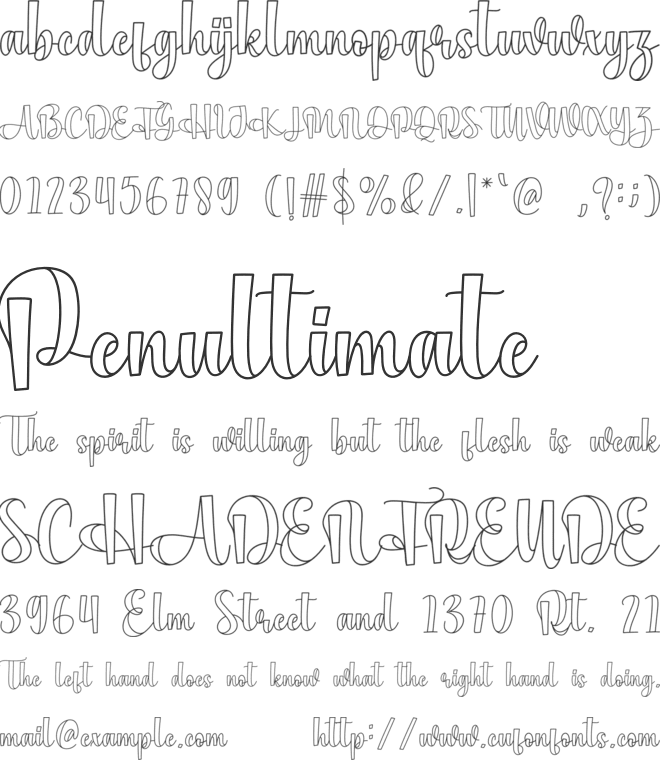 Pendant font preview