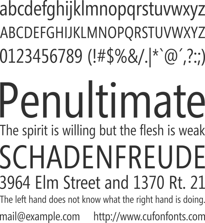 Segoe Condensed font preview