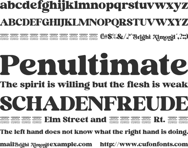 Bright Almond Personal Use Only font preview
