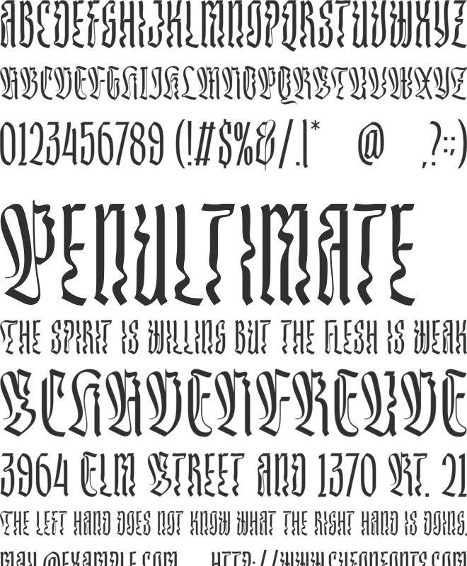 Kamasunday glyphs font preview