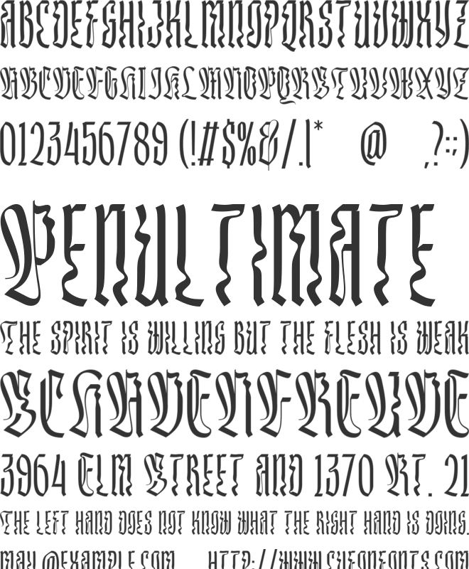 Kamasunday glyphs font preview