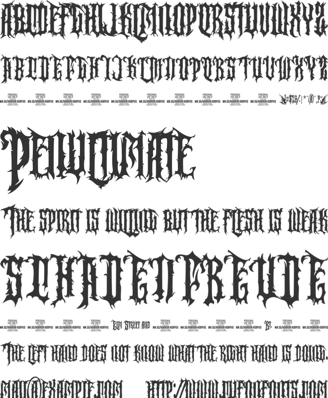Horror Korpus Clean PERSONAL font preview