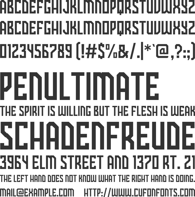 BragoFree font preview