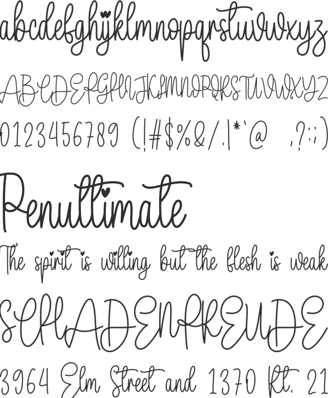 Handmade Sparkling font preview