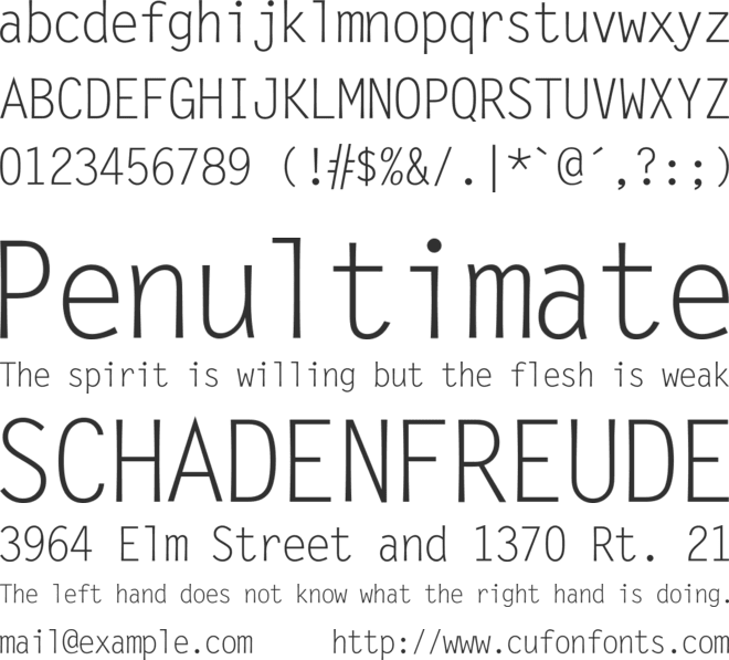 LetterGothic font preview