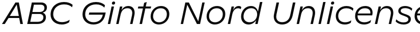 ABC Ginto Nord Unlicensed Trial Light Italic font