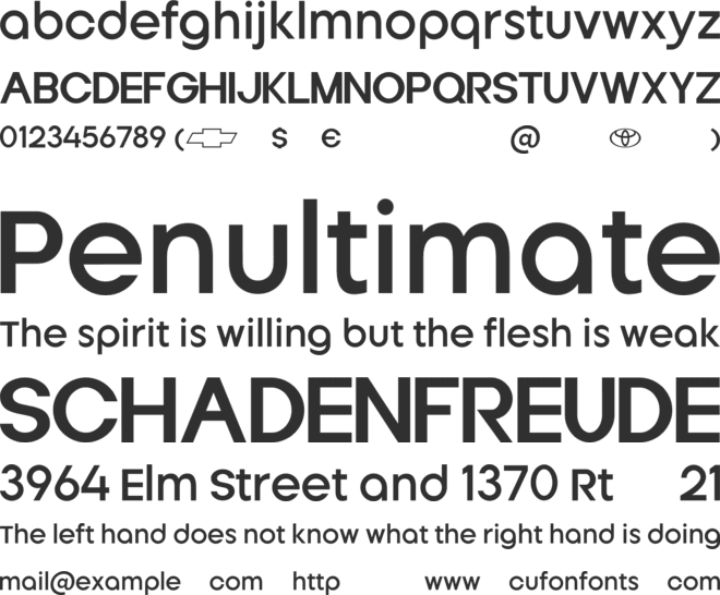 Toyota Chevrolet font preview