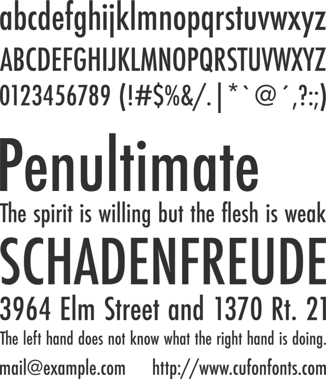 Futura Condensed PT font preview