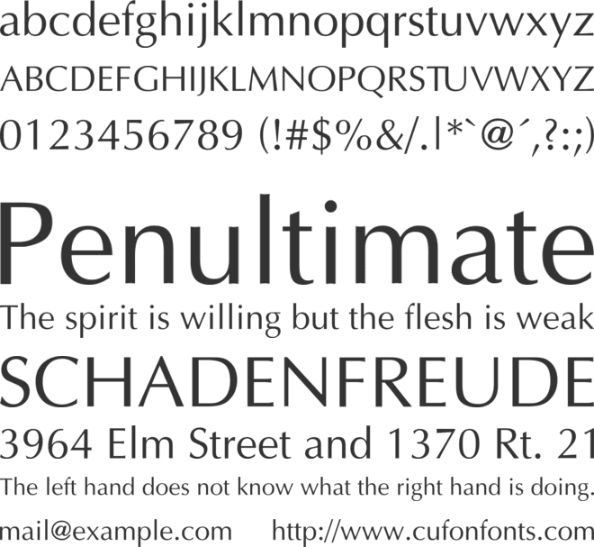 Optima font preview